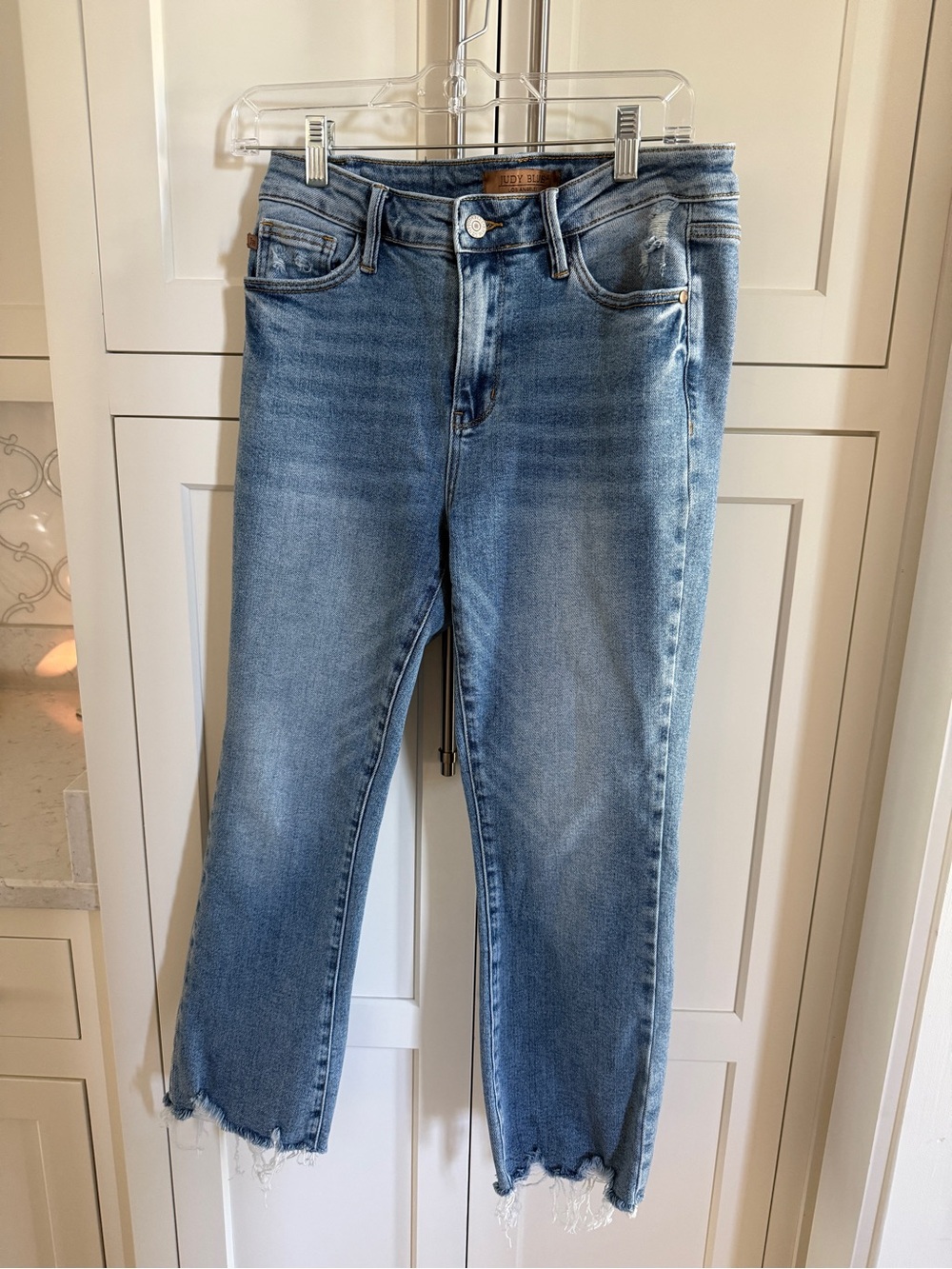 Judy Blue Light Blue Frayed Ankle Jeans